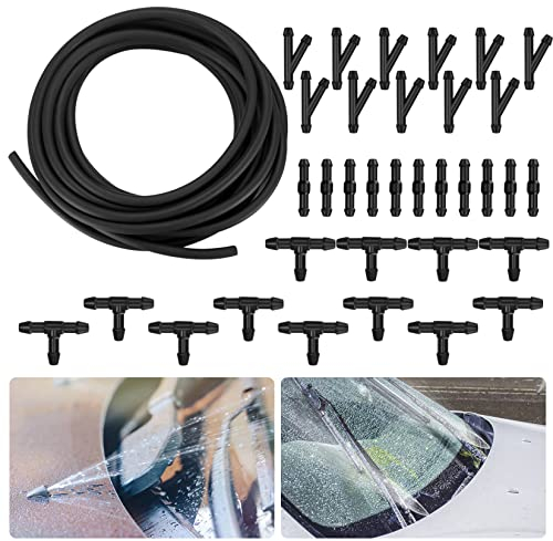 5m Scheibenwaschanlage Schlauch mit 3 Stücke Schlauchverbinder(3 Arten), Wischwasserschlauch Reparaturset, Automotive Schlauch, Spritzwasserschlauch