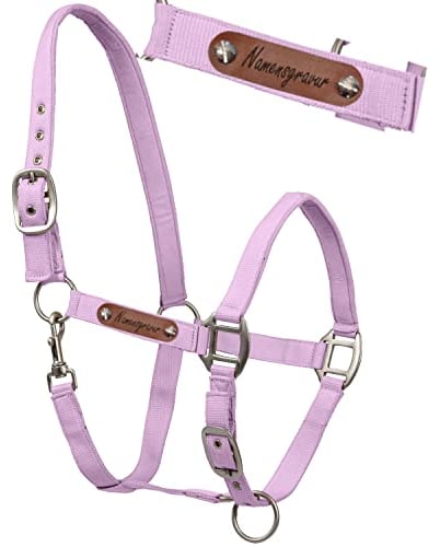 Generisch LiLa-Pferd Halfter Satin rosa Orchidee - mit Namensschild - 2fach verstellbar, unterlegt (WB)