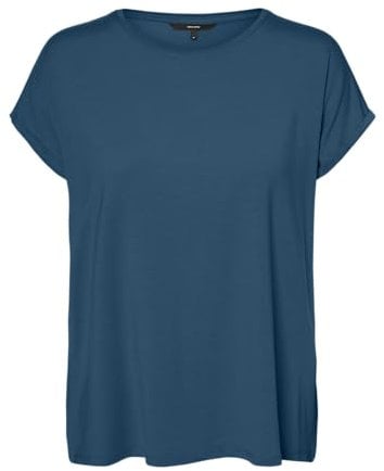 VERO MODA Women's VMAVA Plain SS TOP GAJRS NOOS Shirt, Moroccan Blue, 30W / 32L