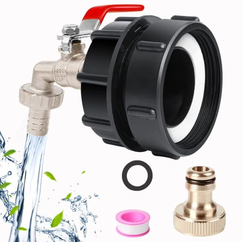 IBC Tank Zubehör-IBC Container ZUBEHÖR Messing Wasserhahn IBC Tank Adapter IBC Valve for 2.44 Zoll(62mm) Feine Schnur Wassertank 1000L IBC Adapter Gartenschlauch Wassertank Schlauchanschluss