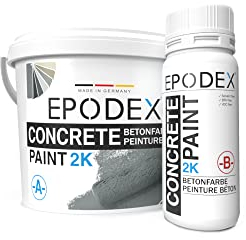 EPODEX 2K Betonfarbe, Bodenfarbe für Epoxidharz Bodenbeschichtung, Garagenbodenbeschichtung, Wasserfest, Keller, Garage, Werkstatt, Innen- und überdachter Außenbereich, 12kg - 46m² für 2 Anstriche