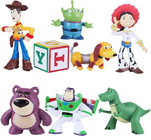 Toy Story Mini Figures Set Cake Decoration Figurine Happy Birthday Party Supplies Cake Decorations Cupcake Figurines for Girl Women Birthday Baby Shower Party 8Pcs