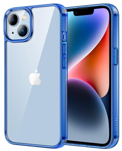 JETech Hülle für iPhone 14 6,1 Zoll, Nie Vergilbung Handyhülle Stoßfest, Schutzhülle Anti-Kratzt Transparent Rückseite (Blau)