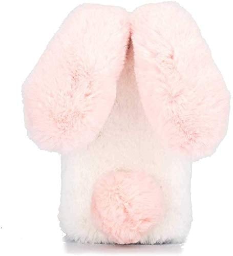 YKTO Zurück Hülle Furry Rabbit für Apple iPhone 4S Weiche Süße Schöne Flauschige Hülle Flexible Rückseiten Skin Covers Furry Protective Phone Plüsch Hülle Skin Cover für iPhone 4S,Rosa und Weiß