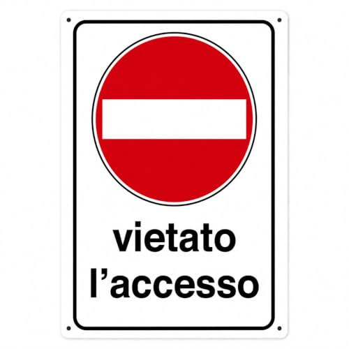 Nitek Cartello Vietato l’Accesso Autoadesivo in PVC 30 x 20 cm, Segnale di Divieto Impermeabile e Lavabile per Porta, Parete, Ufficio, Magazzino e Area Riservata