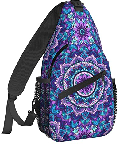 NiuKom Sling Rucksack, Crossbody-Tasche für Damen und Herren, Schultertasche, Reisen, Wandern, Tagesrucksack, Mandala-Druck im Bohemian-Stil, One size