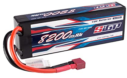 SIGP 2S 7,4V Batterie Lipo 8200mAh 100C Coque Rigide avec Bouchon T pour Voiture RC Camion Bateau Véhicule Buggy Racing Hobby