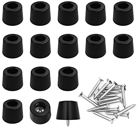 Jeyrup Patas de Goma para Muebles, Color Negro, Patas de Mesa, lámina Antideslizante, Alfombrilla de Goma, protección para Muebles, Aumento de Altura con Tornillos M5(16)