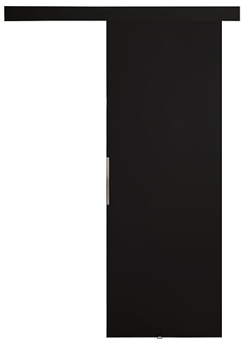 KIER FURNITURE Schiebetür Komplettset MALIBU - Tür mit Laufschiene - Schiebetürsystem - Raumspartür - Innentüren - Sliding Door Set - Schwarz B76xH205xT1,6cm