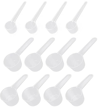 12 cucchiai graduati, misurino in plastica trasparente, misurino per polvere e liquido, misurino adatto per cucinare, detersivo da cucina, ecc.
