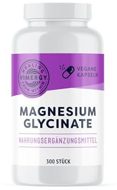 Vimergy Magnesium Glycinat Mineral Nahrungsergänzungsmittel – 300 Kapseln – Unbedenkliche Magnesium Hochdosiert Kapseln – Kurkuma & Ingwer – Glutenfrei, ohne Gentechnik – Für Keto-/Paleo Ernährung