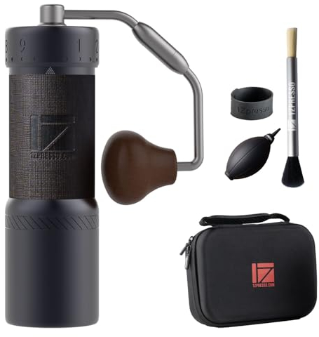 1Zpresso J-Ultra Manual Coffee Grinder Iron Gray, Conical Burr, Foldable Handle, Magnet Catch Cup Capacity 40g, Numerical Adjustable Finely Setting, Faster Grinding Efficiency ideal for Espresso
