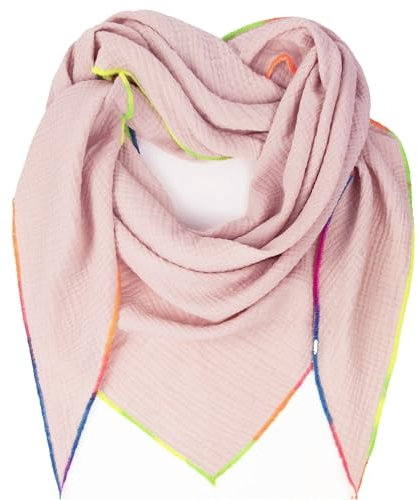 Gloop Damen XXL Dreieckstuch Halstuch Baumwolle Musselin Schal Poncho Ohne Kratze an Haut Hergestellt in Italien 135 cm×135 cm×220 cm