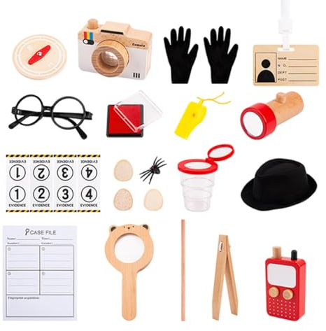 Abaodam 1 Satz Detektiv-Cosplay Detektiv Werkzeug Detektivwerkzeuge Detektiv-Spionage-Kits Cosplay-kit Zubehör Für Detektivspiele Spielzeug-spionageausrüstung Abspielen Buche Hölzern Kind