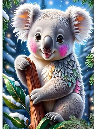 MAXBYE DIY Koala Diamond Painting für Erwachsen, Tier 5D Diamond Painting Bilder Set, Malen nach Zahlen Diamant Anfänger Cross Stickerei Malerei Kits Wand Dekor 30x40cm