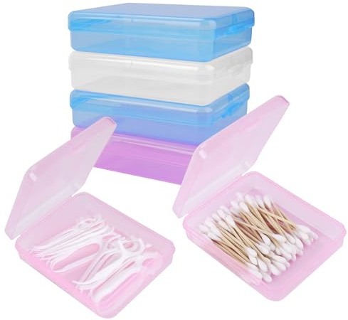 Adorila 6 Stück Reise-Wattestäbchen-Halter, tragbarer Haargummi-Organizer mit Deckel, Flosser-Spender, leichter Aufbewahrungs-Organizer für Badezimmer, Waschtisch, Arbeitsplatte
