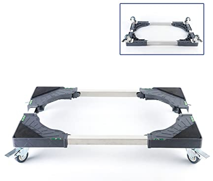 Soporte de pedestal para lavavajillas Mueble móvil ajustable Dolly Lavadora Ancho de la base 15-22 pulgadas Longitud 26-34 pulgadas Bandejas de piso para secadora, refrigerador, tapete antivibración