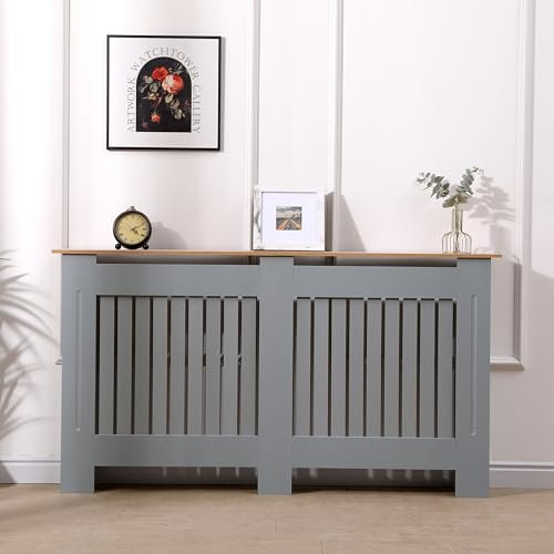 AVC Designs Extra Large Radiator Cover Modern Design Vertical Slats Grey/Oak…