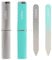 Lyfenx Mini Glass Nail File with Case for Natural Nails, 2mm Thick Elegant Crystal Nail File, Double Sided Etched Fingernail Files, Gentle Nail Care, Stocking Fillers for Travel, Silver and