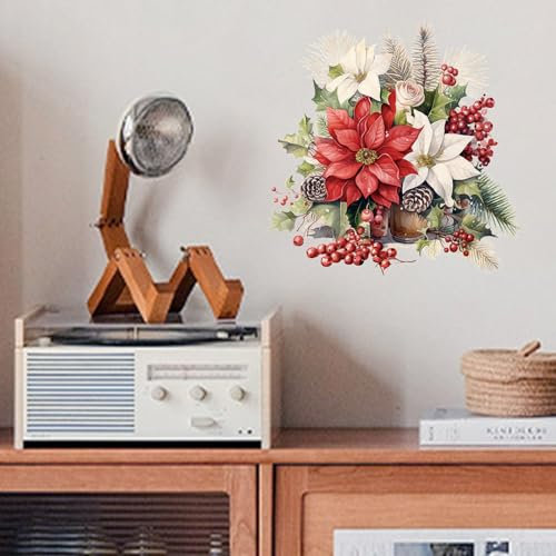 Wall Sticker for Kitchen Flower Wallpaper Red Wall Decals Flowers Bedroom Living Room Peel and Stick Wall Art Decoration 0933