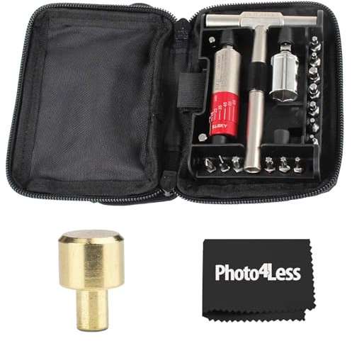 Fix It Sticks Tightening +/- 10% Accurate 15-65 inch-lbs All-In-One Torque Driver Tool Kit w/T-Way Wrench Bits Socket Adapters Bundle Brass Hammer Head Steel Insert Bit