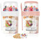 Hejo 2 Stück Müslibecher to Go, 560ml+310ml Joghurtbecher to Go mit Löffel, Doppelschichter Joghurt to Go Becher, Auslaufsicherer Salatbecher, Müslidose für Unterwegs, Arbeit, Schule (Pink&Weiß)