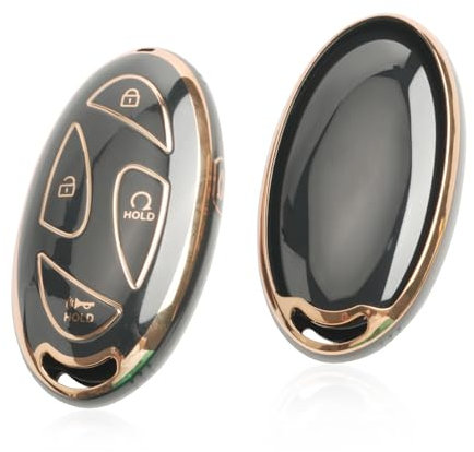 [Neu 2024] GAFAT Hyunda-i Tucson 2025/ Kona SX2 EV/ Ioniq 6/ ioniq 5/ Sante Fe 2024 2025 2026 Schlüsselhülle, Autoschlüssel Schutz, Schlüsselgehäuse, Schlüsselcover, TPU Kieselgel (Schwarz, 5-Tasten)