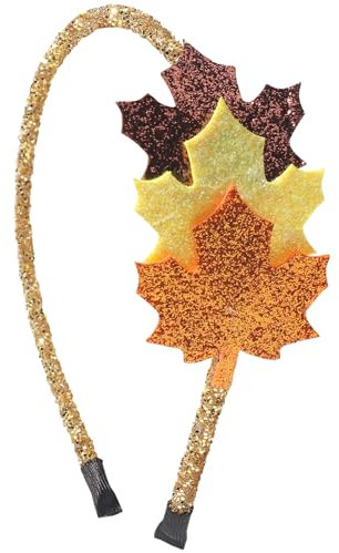 WRBAJIS Herbst-Ahornblatt-Stirnband, Glitzer, Herbstblätter, Haarschmuck für Frauen und Mädchen, Geburtstag, Hochzeit, Erntedankfest, Party, Gefälligkeit, Orange / Gelb