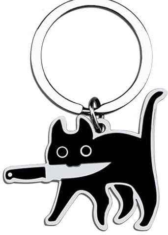 Lilbitty Witziger Schwarzer Katzen Schlüsselanhänger, Geschenke für Katzenliebhaber, Süße Schlüsselanhänger für Halloween, Schlüsselanhänger Paar, Partner Schlüsselanhänger