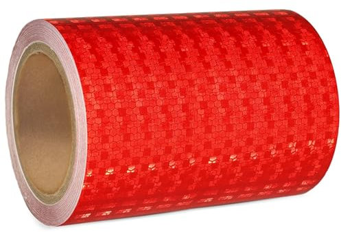 Nastro riflettente rosso, 15 cm x 10 m, nastro riflettente di sicurezza, autoadesivo, per auto, camion, moto, barca, rimorchio, camper, auto bilanciamento, casco, recinzione