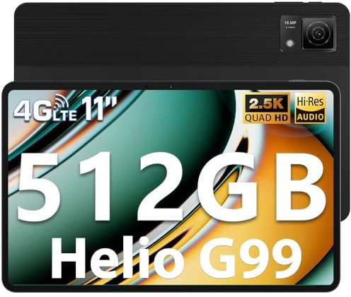 DOOGEE T40 2.5K Tablet 11 Pollici, 20GB+512GB(TF 2TB), Android 14 Tablet, Helio G99 Octa Core Gaming Tablet, 8580mAh, 4G Dual SIM, 8MP+16MP, Face ID/BT5/GPS/GMS/OTG/Type-C