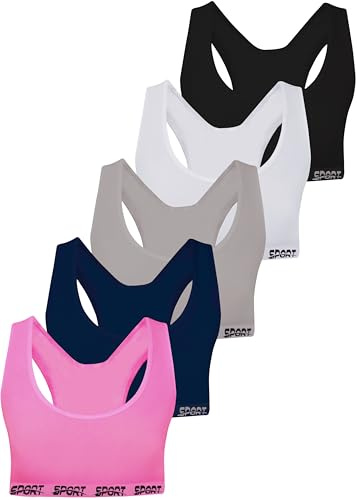 LOREZA ® 5 Bustier per Ragazze in Microfibra Reggiseno Sportivo Intimo con Schiena Spalline Spaghetti