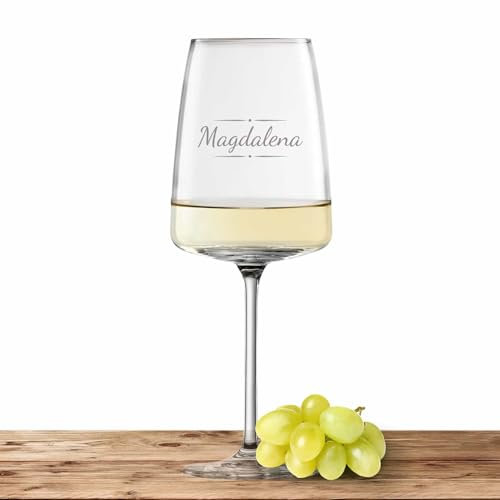 Schott Zwiesel Weißweinglas 535ml mit Namen oder Wunschtext graviert - Vivid Senses - personalisiertes Weinglas als Geschenk für Frauen und Männer - Motiv (Verzierung 03)