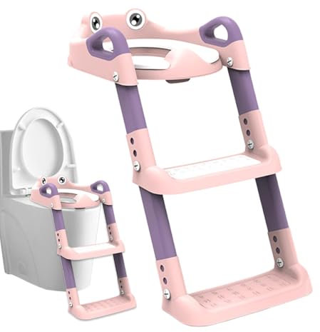 Töpfchen Toilettensitz Baby Mit Treppe, Toilettensitz Kinder Mit Treppe, Kinder WC Sitz Toilette Toilettentrainer, Höhenverstellbar Und Klappbar Toilettenaufsatz Für Kinder