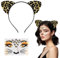 IWTBNOA Leoparden Kostüm Set, 2 Stück Leoparden Kostüm Damen, Leopard Kostüm Kinder, Leoparden Ohren Haarreif, Leoparden Gesichtstattoo, Tier kostüm Damen Kinder für Karneval Halloween Motto Cosplay