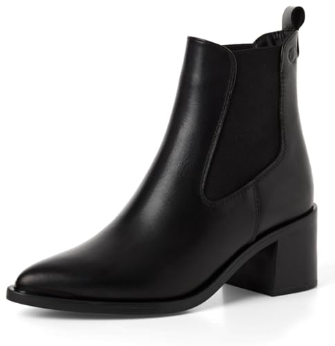 Tamaris Damen Boots Leder | 1-25301-45 – Pull-on, TOUCH-IT Fußbett, Blockabsatz 6 cm