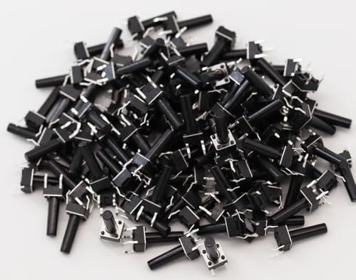 Heevhas Interruptor de botón táctil Mini microinterruptor táctil 6 * 6 * 15mm 4 pines DIP PCB SMD SMT Interruptor de botón pulsador táctil momentáneo Componentes electrónicos(100 piezas)