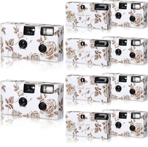 Kanayu 10 Pack Bulk Disposable Camera for Wedding, 35mm Single Use it with Flash Disposable Cameras One Time Photo Tool for Wedding Anniversary Travel Camp Party Supplies (Gold Rose)