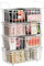 UMDONX 4 Pack Chest Freezer Baskets Organiser Storage Boxes - Stackable Kitchen Wire Metal Rack Shelf Unit for 198L Chest, with Fold down Handle White