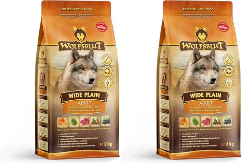 Wolfsblut - Wide Plain - 2 kg - Pferd - Trockenfutter - Hundefutter - Getreidefrei (Packung mit 2)