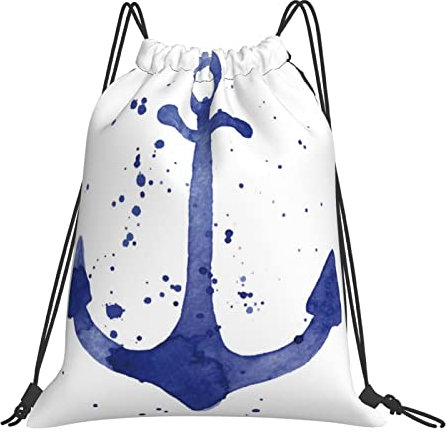 Blauer Anker Marine Nautisch Herren Damen Kordelzugbeutel Rucksack Robuster Turnbeutel Leicht Sport Beutel Für Schule Reise Strand