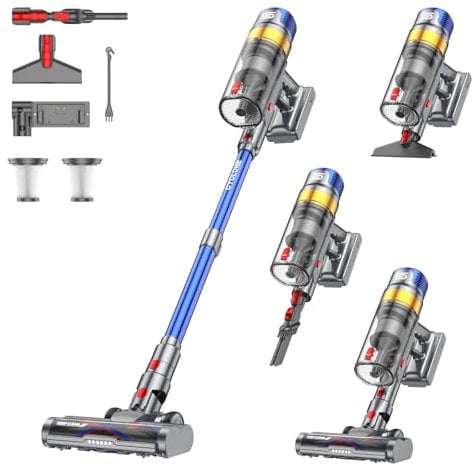Sulean X8 Aspiradora sin Cable 48Kpa/580W/70Mins, 2025 Escoba Aspirador Vertical Potente de 1.6L/Pantalla Táctil LED, Cepillo Anti-Enredo, Vacuum Cleaner para Suelo/Alfombra/Pelos de Animales