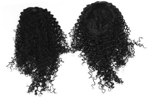 Schwarze Lace Front Perücke aus Chemiefaser, 75cm, Lockig