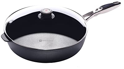 Swiss Diamond Pfanne hoch 32 cm Antihaft mit Glasdeckel für Herdarten Induktionspfanne – Swissmade 6732.i