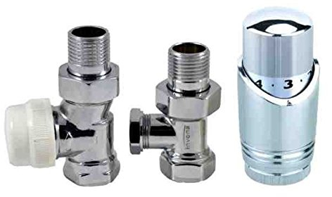 Thermostatventile, verstellbar, verchromt, gerade, Packung 1/2 Zoll, BSP 15 mm, Plombierung VRT