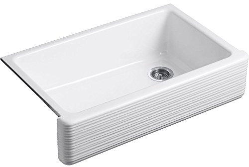 Kohler 6351-0 Hayridge® Whitehaven® 35-11/16 undermount single-bowl farmhouse kitchen sink, White