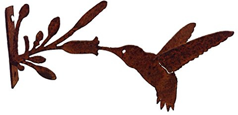 Crispe Fliegender Kolibri zum Anbringen an Baum, Holz in Edelrost