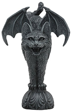 Ebros Bizarre Gothic Eureka Fledermaus geflügelten Katze Gargoyle Statue 17,8 cm Hoch stoiker Feline Guardian Castle Top Stein Creature Figur
