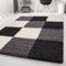 Carpetsale24 Hochflor Teppich Shaggy kariert 60x110 cm Schwarz, flauschig & weich, modernes Karo Design, rechteckig, ideal für Flur oder kleine Räume, stilvoll & kompakt