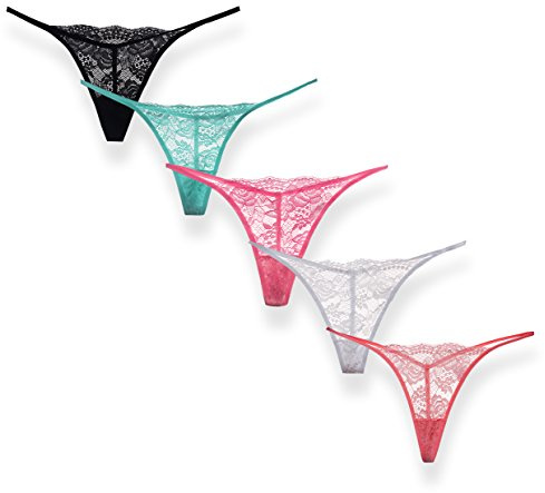 Sexy G-string Thong Panty Underwear Pack of 5 (Large, T-string)Assorted